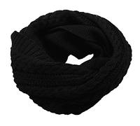 NEOSAN Womens Thick Ribbed Knit Winter Infinity Circle Loop Scarf, Crochet Black, 53" circumference x 11"W