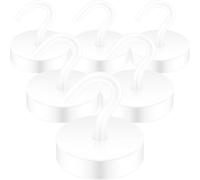 Neosmuk 60lb+ Extra Strong Magnet with Hook for Fridge,Heavy Duty Cruise Hook for Ceiling,Small Magnetic Holder for Van, Tool(White, Pack of 6)