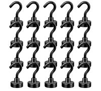 Neosmuk Black Magnetic Hooks, 22 lb+ Heavy Duty Magnets with Hook for Fridge, Extra Strong Super Cruise Hook for Hanging, Magnetic Hanger for Curtain, Grill, Towel, Ceiling(Pack of 20)