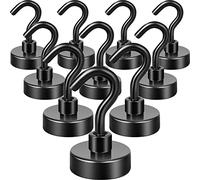 Neosmuk Black Magnetic Hooks, Heavy Duty Earth Magnets with Hook for Refrigerator, Extra Strong Cruise Hook for Hanging, Magnetic Hanger for Cabins, Grill (Black, Pack of 10)