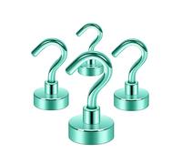 Neosmuk Green Magnetic Hooks,30lb Heavy Duty Earth Magnets with Hook for Refrigerator, Extra Strong Cruise Hook for Hanging, Magnetic Hanger for Curtain, Grill (Green, 4 Pack)