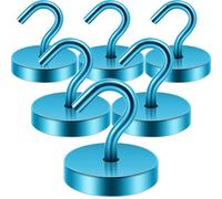 Neosmuk Magnetic Hooks, 120lb Extra Strong Magnet with Hook for Fridge,Heavy Duty Cruise Hook for Ceiling,Small Magnetic Holder for Van, Tool(RoyalBlue, Pack of 6)