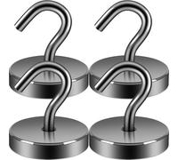Neosmuk Magnetic Hooks, 120lb Extra Strong Magnet with Hook for Fridge,Heavy Duty Cruise Hook for Ceiling,Small Magnetic Holder for Van, Tool(Gunmetal, Pack of 4)