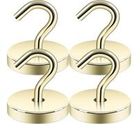Neosmuk Magnetic Hooks, 170lb Extra Strong Magnet with Hook for Fridge,Heavy Duty Cruise Hook for Ceiling,Small Magnetic Holder for Van, Tool(Gold, Pack of 4)