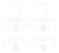 Neosmuk Magnetic Hooks, 170lb Extra Strong Magnet with Hook for Fridge,Heavy Duty Cruise Hook for Ceiling,Small Magnetic Holder for Van, Tool(White, Pack of 4)