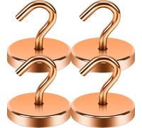 Neosmuk Magnetic Hooks, 170lb Extra Strong Magnet with Hook for Fridge,Heavy Duty Cruise Hook for Ceiling,Small Magnetic Holder for Van, Tool(Bronze, Pack of 4)