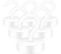 Neosmuk Magnetic Hooks, 18kg Extra Strong Magnetic Hook for Locker Organizer, Neodymium Magnets, Magnetic Hook Very Strong for Workshop Setup, Tailgate, Grill, Clothes Hook, White
