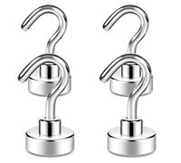 Neosmuk Magnetic Hooks, 22lb+ Extra Strong Magnet with Hook for Fridge,Heavy Duty Cruise Hook for Ceiling,Small Magnetic Holder for Van, Tool(White, Pack of 4)