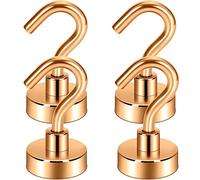 Neosmuk Magnetic Hooks,30lb Heavy Duty Earth Magnets with Hook for Refrigerator, Extra Strong Cruise Hook for Hanging, Magnetic Hanger for Curtain, Grill (Bronze, 4 Pack)