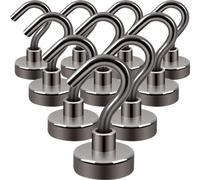 Neosmuk Magnetic Hooks,30lb+ Heavy Duty Earth Magnets with Hook for Refrigerator, Extra Strong Cruise Hook for Hanging, Magnetic Hanger for Cabins, Grill (Gunblack, 10 Pack)