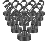 Neosmuk Magnetic Hooks,30lb+ Heavy Duty Earth Magnets with Hook for Refrigerator, Extra Strong Cruise Hook for Hanging, Magnetic Hanger for Curtain, Grill (Grey, 15 Pack)