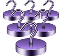 Neosmuk Magnetic Hooks, Cruise Ship Essentials, 100lb+ Heavy Duty Magnetic Hooks for Cruise Cabins, Refrigerator, Grill, Hanging, and Travel | Extra Strong Must-Haves Magnet Hook,Purple,Pack of 6
