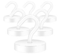 Neosmuk Magnetic Hooks, Cruise Ship Essentials, 100lb+ Heavy Duty Magnetic Hooks for Cruise Cabins, Refrigerator, Grill, Hanging, and Travel | Extra Strong Must-Haves Magnet Hook,White,Pack of 6