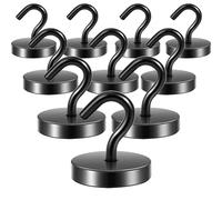 Neosmuk Magnetic Hooks, Cruise Ship Essentials, 120lb+ Heavy Duty Magnetic Hooks for Cruise Cabins, Refrigerator, Grill, Hanging, and Travel | Extra Strong Must-Haves Magnet Hook,Black, Pack of 10
