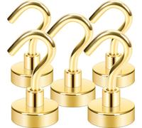 Neosmuk Magnetic Hooks, Cruise Ship Essentials, 30lb+ Heavy Duty Magnetic Hooks for Cruise Cabins, Refrigerator, Grill, Hanging, and Travel | Extra Strong Must-Haves Magnet Hook,Gold,5 Pack