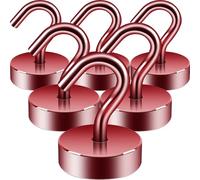 Neosmuk Magnetic Hooks, Cruise Ship Essentials, 40lb+ Heavy Duty Magnetic Hooks for Cruise Cabins, Refrigerator, Grill, Hanging, and Travel | Extra Strong Must-Haves Magnet Hook,Red