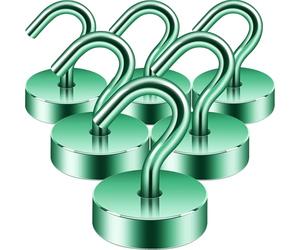 Neosmuk Magnetic Hooks, Cruise Ship Essentials, 40lb+ Heavy Duty Magnetic Hooks for Cruise Cabins, Refrigerator, Grill, Hanging, and Travel | Extra Strong Must-Haves Magnet Hook,Green