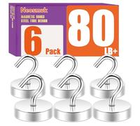 Neosmuk Magnetic Hooks, Cruise Ship Essentials, 80lb+ Heavy Duty Magnetic Hooks for Cruise Cabins, Refrigerator, Grill, Hanging, and Travel | Extra Strong Must-Haves Magnet Hook,Silver