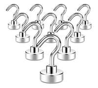Neosmuk Magnetic Hooks for Cruise Cabins, 22lb+ Heavy Duty Strong Metal Magnets with Hooks, Hangers for Ship, Fridge, Wall, Ceiling, Van, and Clothes Hanging Essentials (Pack of 10, White)