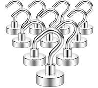 Neosmuk Magnetic Hooks for Cruise Cabins, Heavy Duty 30lb Strong Magnet Hook, Cruise Ship Essentials for Hanging, Metal Wall Refrigerator Hangers (Silver White, 10 Pack)