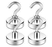 Neosmuk Magnetic Hooks, Heavy Duty Earth Magnets with Hook for Refrigerator, Extra Strong Cruise Hook for Hanging, Magnetic Hanger for Curtain, Grill(Pack of 4)