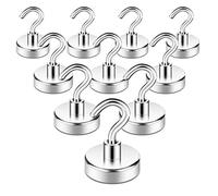 Neosmuk Magnetic Hooks, Heavy Duty Earth Magnets with Hook for Refrigerator, Extra Strong Cruise Hook for Hanging, Magnetic Hanger for Curtain, Grill(Pack of 10)