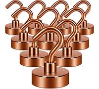 Neosmuk Magnetic Hooks,Heavy Duty Earth Magnets with Hook for Refrigerator, Extra Strong Cruise Hook for Hanging, Magnetic Hanger for Cabins, Grill (Bronze, Pack of 10)