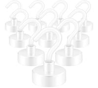 Neosmuk Magnetic Hooks,Heavy Duty Earth Magnets with Hook for Refrigerator, Extra Strong Cruise Hook for Hanging, Magnetic Hanger for Cabins, Grill (Creamy White, Pack of 10)