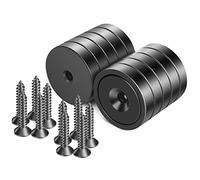 Neosmuk Magnets, 3lb Super Strong Round Magnet with Hole in The Center for Mounting, Heavy Duty Neodymium Cup Magnet with Screw for Wall, Rare Earth Magnets Round Base Disc Magnet(Black, 10 Pack)