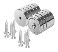 Neosmuk Magnets with Screws, 100lbs Strong Neodymium Disc Magnet with Holes in The Center,Cup Magnet with Mounting Hole Heavy Duty, Round Rare Earth Magnetic High Strength in Middle,Silver 10 Pack