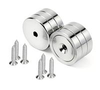Neosmuk Magnets with Screws, 170lbs Strong Neodymium Disc Magnet with Holes in The Center,Cup Magnet with Mounting Hole Heavy Duty, Round Rare Earth Magnetic High Strength in Middle,Silver 6 Pack