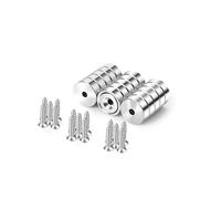 Neosmuk Strong Round Magnets With Hole - 10 kg Pull Force, 17 mm Flat Neodymium Disc for Wall, Wood, Centre Screw (Pack of 15)