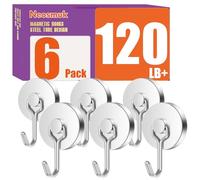 Neosmuk Swing Magnetic Hooks for Cruise Cabins - Heavy Duty 120lb Strong Magnet Hooks, Cruise Essentials for Ship, Fridge, Wall, Ceiling, Door, Hanging and Decorations (Pack of 6, Silver)