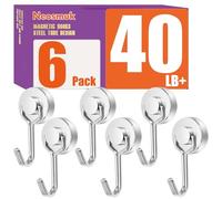 Neosmuk Swing Magnetic Hooks for Cruise Cabins - Heavy Duty 40lb Strong Magnet Hooks, Cruise Essentials for Ship, Fridge, Wall, Ceiling, Door, Hanging and Decorations (Pack of 6, Silver)