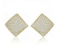 NEOTIGER Elegant Gold Square Stud Earrings for Women, CZ Pave Setting, Luxury High-End Dense Inlay Earrings, Hypoallergenic, Shiny Fashion Jewelry for Banquet/Commute