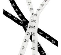 Neotrims Big Hook and Eye Tape Twill Ribbon Trim,Black White. Jumbo Metal Fasteners,Non Rust Very Strong Fastening.Costume,Corset,Basques. White, Half Meter
