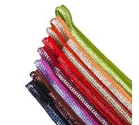 Neotrims Double line Sequin Piping Style Ribbon; AB Rainbow Sequins Double line Set on a Crochet Edge for Sewing or Piping, 8 Stunning Vibrant Colours, AB Red, 9 Meters Reel