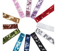 Neotrims Unique Square Sequins Embellished Ribbon Trimming 24mm. Indian Salwar Kameez Sari Embroidery, 5 Sequins Deep. 22 Colours for Apparel, Crafts and Home Décor. Ivory Gold, 9 Lines, 2 Meters