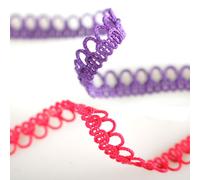 Neotrims Wavy Scallop Edge Lace Crochet Trimming Ribbon Trim Craft By The Yard, Ideal for Crafts, Scrapbooking and Dressmaking, Comes in Violet Purple & Pink Cerise. - Cerise - 10 Meters