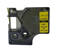 NEOUZA 18433 Compatible for DYMO Rhino IND Vinyl Label Tape 5.5m Length (Black on Yellow, 19mm)
