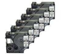 NEOUZA 18488 Compatible for DYMO Rhino Industrial IND Flexible Nylon Black on White Label Tape 12mm x 3.5m (6 Packs)