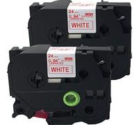 NEOUZA 2PK Compatible for Brother P-Touch Laminated TZe TZ 252 Label Tape 24mm x 8m (Red on White)