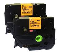 NEOUZA 2PK Compatible for Brother P-Touch Laminated TZe TZ Label Tape 24mm x 5m (TZe-B51 Black on Orange Fluorescent)