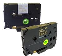 NEOUZA 2PK Compatible for Brother P-Touch Laminated TZe TZ Label Tape Cartridge 12mm x 8m (Gold on Black and Gold on Clear)