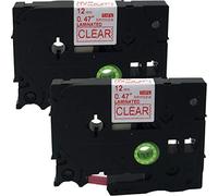 NEOUZA 2PK Compatible for Brother P-Touch Laminated TZe TZ Label Tape Cartridge 12mm x 8m (TZe-132 Red on Clear)