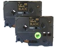 NEOUZA 2PK Compatible for Brother P-Touch Laminated TZe TZ Label Tape Cartridge 12mm x 8m (TZe-334 Gold on Black)