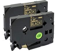 NEOUZA 2PK Compatible for Brother P-Touch Laminated TZe TZ Label Tape Cartridge 6mm x 8m (TZe-314 Gold on Black)