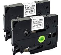 NEOUZA 2PK Compatible for Brother P-Touch Laminated TZe TZ Label Tape Cartridge 6mm x 8m (TZe-S211 Extra Strength Black on White)