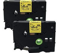 NEOUZA 2PK Compatible for Brother P-Touch Laminated Tze Tz Label Tape Cartridge 9mm x 8m (TZe-621 Black on Yellow) by P-Brother