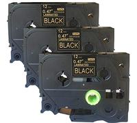 NEOUZA 3PK Compatible For Brother P-Touch Laminated TZe TZ Label Tape Cartridge 12mm x 8m (TZe-334 Gold on Black)